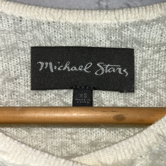 MICHAEL STARS Fuzzy Cardigan Sweater in Ivory, Size XS - Picture 4 of 5